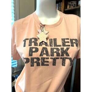 NEW KEEP IT GYPSY women's trailer park pretty tee in peachy pink